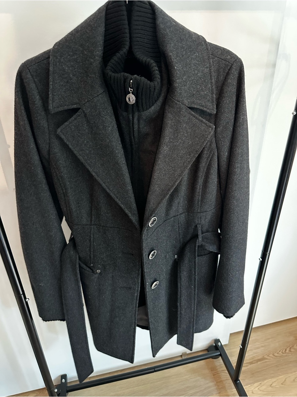 Calvin Klein Women’s Dark Gray Wool-Blend Coat